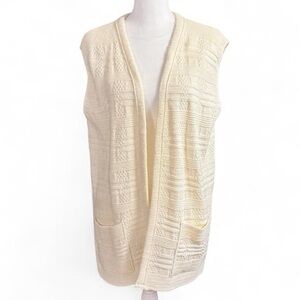 Vintage Milrank Cream Knit Sweater Vest Made in California Oversized Large